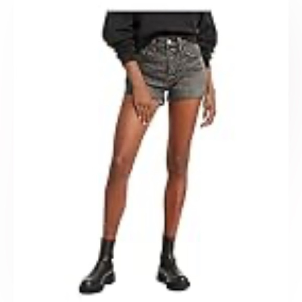 Levi's Black Jean Shorts High-Waisted Raw Hem